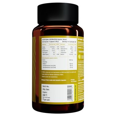HK Vitals: Omega 3, 1000 mg Fish Oil with 180 mg EPA & 120 mg DHA, for Brain, Heart, Eyes, and Joints Health, 60 Fish Oil Capsules