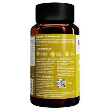 HK Vitals: Omega 3, 1000 mg Fish Oil with 180 mg EPA & 120 mg DHA, for Brain, Heart, Eyes, and Joints Health, 60 Fish Oil Capsules