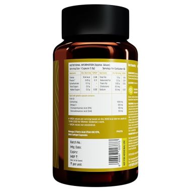 HK Vitals: Salmon Omega 3, 1000mg Omega 3 Fish Oil For Men and Women with 180mg EPA & 120mg DHA, For Joints, Brain, and Eyes Health, 60 Salmon Omega 3 Capsules