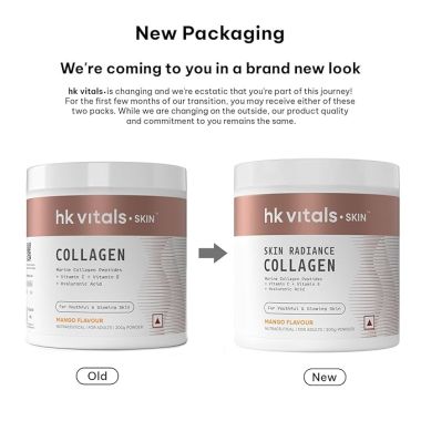 HK Vitals: Skin Radiance Collagen Powder, Marine Collagen (Mango, 200 g), Collagen Supplements for Women & Men with Biotin, Vitamin C, E, Sodium Hyaluronate, for Healthy Skin, Hair & Nails