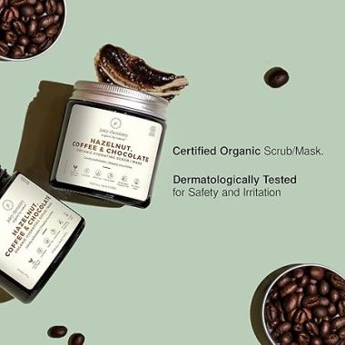 Juicy Chemistry: Hazelnut, Coffee & Chocolate Body Scrub, 75 g | Organic Powder Body Scrub for Gentle Exfoliation & Skin Brightening | Ecocert Certified Organic for Men & Women | Cruelty-free & 100% Vegan