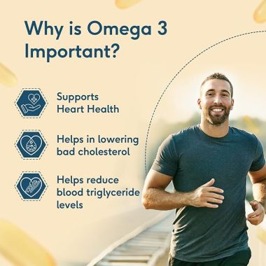HK Vitals: Omega 3, 1000 mg Fish Oil with 180 mg EPA & 120 mg DHA, for Brain, Heart, Eyes & Joints Health, 90 Fish Oil Capsules