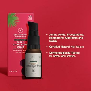 Juicy Chemistry: Scalp Stimulating Serum, 10 ml, Hair Growth Serum for Women & Men - Certified Natural with Grapeseed & White Tea for Hair fall Control