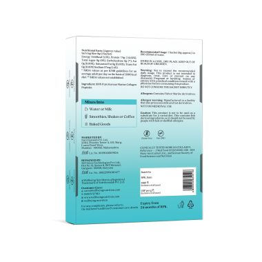Wellbeing Nutrition: Pure Korean Marine Collagen Supplements for Women & Men | Clinically Proven Type 1 & 3 Hydrolyzed Peptides | For Anti-Aging, Radiant Skin & Hair Growth | Unflavored - 6 Sachets