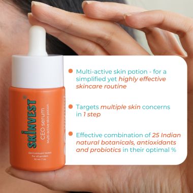Skinvest: CEO Multi-Active Serum | For all Skin type |  Acne control, skin brightening, texture smoothing, hydration, and barrier repair