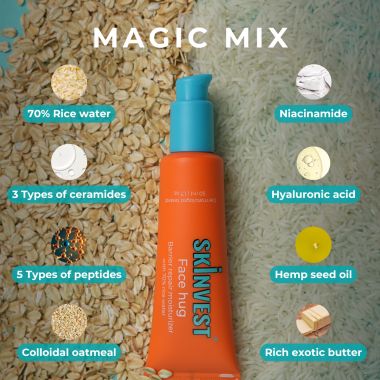 Skinvest: Face Hug Face Moisturiser | For All Skin type | Barrier Repair Moisturizer with 70% Rice water