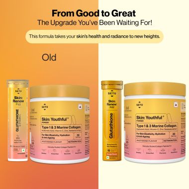 SETU: Skin Combo Pack of 2 | Skin Renew Fizz - 30 Tablets & Skin Youthful Marine Collagen Powder - 30 Scoop | Supports Detoxification
