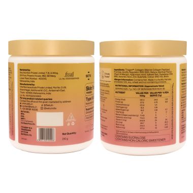 SETU: Skin Youthful Marine Collagen Powder Supplements for men and women,210 g | Hydrolyzed Collagen Peptides with N-Acetylglucosamine, Vitamin C, Zinc and Biotin | Supports Healthy Skin, Hair, Nails, Bones & Joint | Peach Mango Flavour (Pack of 2)