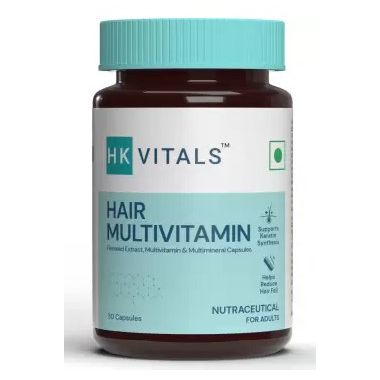 HK Vitals: Hair Multivitamin with DHT Blockers, Omega & Biotin, Supports Keratin Synthesis & Helps Reduce Hair Fall, 30 Multivitamin Capsules