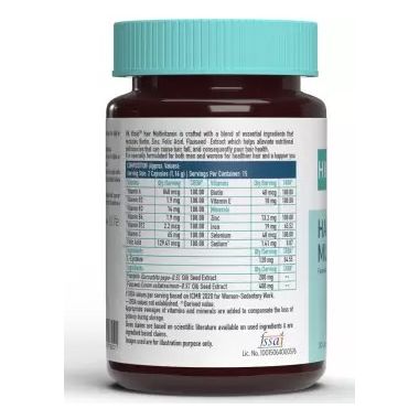 HK Vitals: Hair Multivitamin with DHT Blockers, Omega & Biotin, Supports Keratin Synthesis & Helps Reduce Hair Fall, 30 Multivitamin Capsules