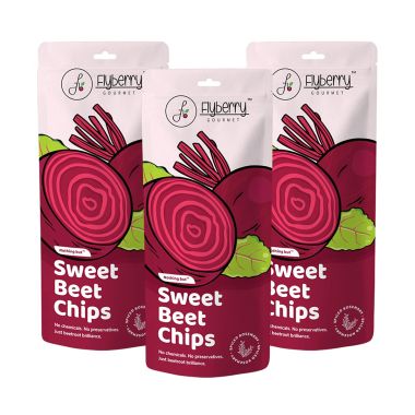 Flyberry Gourmet: Healthy Vacuum Fried Beet Chips, (Pack of 3x25g) | Less than 5% oil