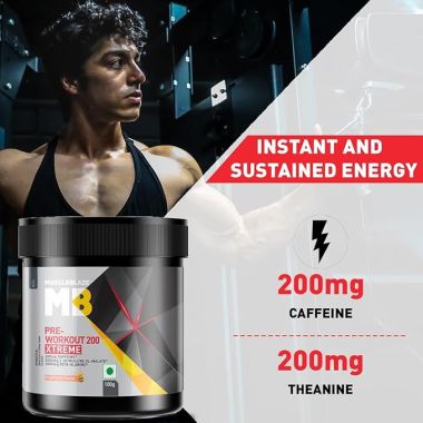 HK Vitals: Pre Workout 200 Xtreme, 200mg Caffeine, 200mg Theanine, 2000mg Beta Alanine, 3000mg Citrulline (Fruit Punch, 100 g, 15 Servings)