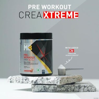 HK Vitals: Pre Workout Crea-Xtreme (Berry Lime, 200g, 20 Servings) | 3000 mg Creatine Monohydrate, 200mg Caffeine, 200mg Theanine, 2000mg Beta Alanine