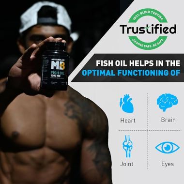 HK Vitals: Omega 3 Fish Oil, 60 Capsules | Trustified Certified for Accuracy & Purity, 1000mg Omega 3 with 180mg EPA & 120mg DHA