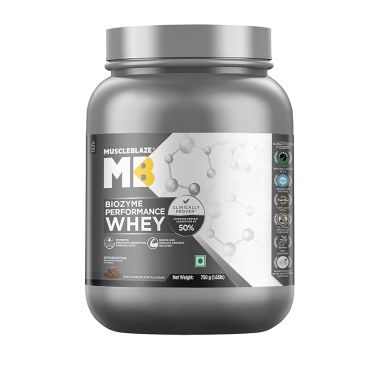 Muscle Blaze: Biozyme Performance Whey Protein, (Informed Choice UK, Labdoor USA Certified) with US Patent Filed EAF® (Rich Chocolate, 750 g / 1.6 lb)