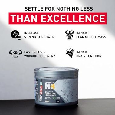 HK Vitals: Creatine Monohydrate CreAMP with CreAbsorb, Trustified Certified (100 g, Unflavoured, 32 Servings)
