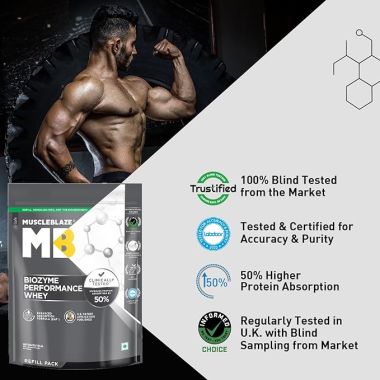 HK Vitals: Biozyme Performance Raw Whey Protein | Clinically Tested 50% Higher Protein Absorption | Informed Choice UK, Labdoor USA Certified & US Patent Filed EAF® (Unflavoured, 1 kg / 2.2 lb)