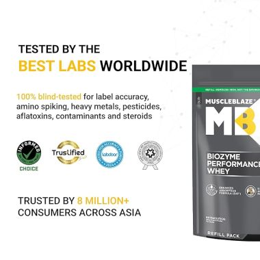 HK Vitals: Biozyme Performance Whey Protein | Clinically Tested 50% Higher Protein Absorption | Informed Choice UK, Labdoor USA Certified & US Patent Filed EAF® (Rich Chocolate, 1 kg Refill Pack)