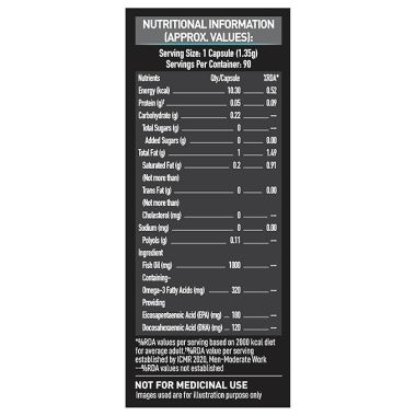 HK Vitals: Omega 3 Fish Oil, 90 Capsules Trustified Certified for Accuracy & Purity, 1000mg Omega 3 with 180mg EPA & 120mg DHA