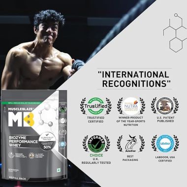 HK Vitals: Biozyme Performance Raw Whey Protein | Clinically Tested 50% Higher Protein Absorption | Informed Choice UK, Labdoor USA Certified & US Patent Filed EAF® (Unflavoured, 1 kg / 2.2 lb)
