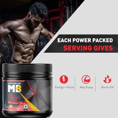 HK Vitals: Pre Workout Ripped, 4000 mg Citrulline & L-Arginine, 500 mg L-Carnitine, 500 mg Garcinia Extract (Fruit Splash, 250 g, 27 Servings)