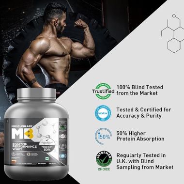 HK Vitals: Biozyme Performance Whey, Labdoor USA Certified (Kesar Thandai, 2 kg / 4.4 lb, 55 Servings)