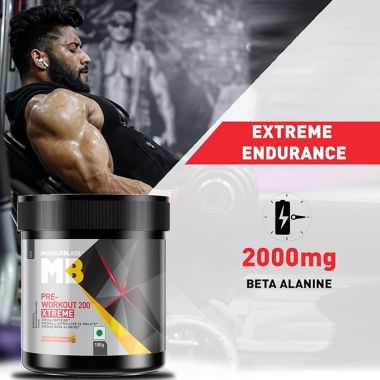 HK Vitals: Pre Workout 200 Xtreme, 200mg Caffeine, 200mg Theanine, 2000mg Beta Alanine, 3000mg Citrulline (Fruit Punch, 100 g, 15 Servings)
