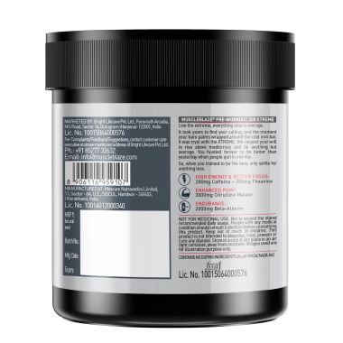 HK Vitals: Pre Workout 200 Xtreme, 200mg Caffeine, 200mg Theanine, 2000mg Beta Alanine, 3000mg Citrulline (Berry Bolt, 100 g, 15 Servings)