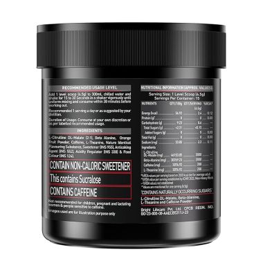 HK Vitals: Pre Workout 200 Xtreme, 200mg Caffeine, 200mg Theanine, 2000mg Beta Alanine, 3000mg Citrulline (Fruit Punch, 100 g, 15 Servings)