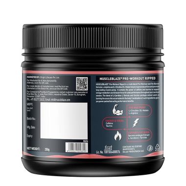 HK Vitals: Pre Workout Ripped, 4000 mg Citrulline & L-Arginine, 500 mg L-Carnitine, 500 mg Garcinia Extract (Fruit Splash, 250 g, 27 Servings)