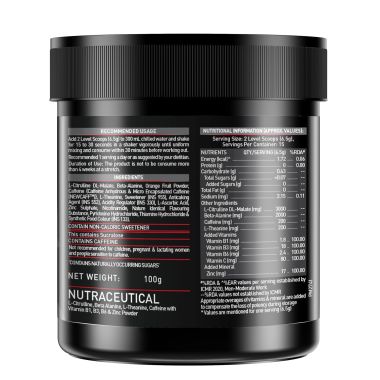 HK Vitals: Pre Workout 200 Xtreme, 200mg Caffeine, 200mg Theanine, 2000mg Beta Alanine, 3000mg Citrulline (Berry Bolt, 100 g, 15 Servings)