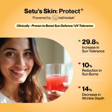 SETU: Skin Protect - First Drinkable Sunshield with Plant Based NutroxSun® & Glutathione for Advanced Sun Protection( 1 Serving, Strawberry)