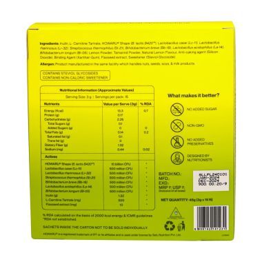 SETU: Lean Lite Pro(15)+ Weight Management Gut Health Powder | Clinically-Proven HOWARU® Shape Probiotic From USA | Probiotics, Prebiotics + L-Carnitine | For Men & Women (15 Sachet)