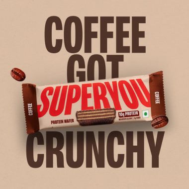 SuperYou: Coffee Protein Wafer Bars (Pack of 10)|10g Protein, 3g Fiber, No Added Sugar|Yeast Fermented Protein