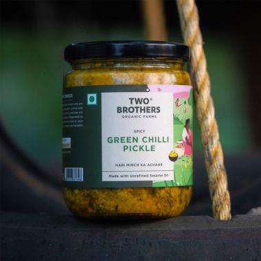 Two Brothers Organic Farms: Spicy Green Chilly Pickle (500GM)