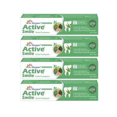 Dr. Morepen: Herbal Toothpaste with Bamboo Toothbrush -100 gm Pack of 4