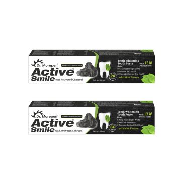 Dr. Morepen: Charcoal Toothpaste with Bamboo Toothbrush - 100gm pack of 2