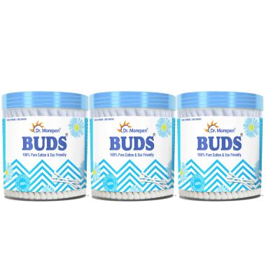 Dr. Morepen: Pure Cotton & Eco-Friendly Earbuds - 100 Cotton Buds pack of 3