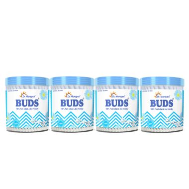 Dr. Morepen: Pure Cotton & Eco-Friendly Earbuds - 100 Cotton Buds pack of 4