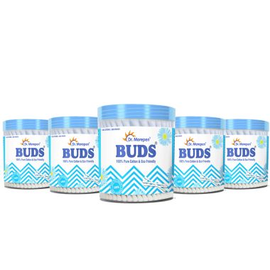 Dr. Morepen: Pure Cotton & Eco-Friendly Earbuds - 100 Cotton Buds pack of 5