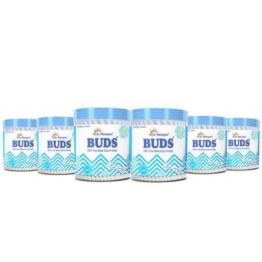 Dr. Morepen: Pure Cotton & Eco-Friendly Earbuds - 100 Cotton Buds pack of 6