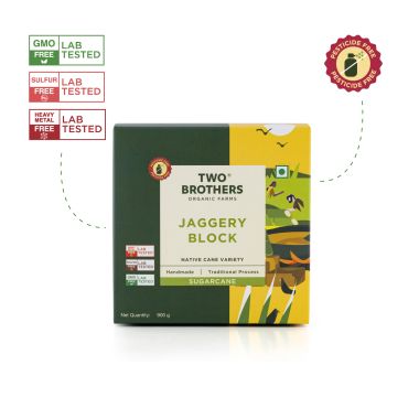 Two Brothers Organic Farms: Handmade Sugarcane Jaggery Block (900g)