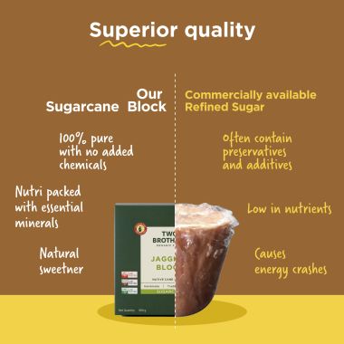 Two Brothers Organic Farms: Handmade Sugarcane Jaggery Block (900g)