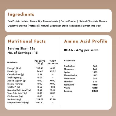 shyft: Plant Protein Isolate - Natural Cocoa - 500 gms