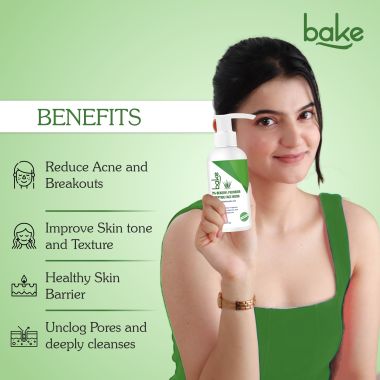 Bake Cosmetics: 3% Benzoyl Peroxide + Peptide Milky Face Wash For Reduces Acne, Open Pores & Blackheads