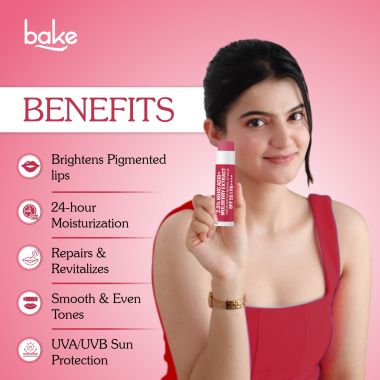 Bake Cosmetics: 2.5% Kojic Acid Mulberry Extract Tinted Butter Brightening Lip Balm SPF 55 PA++++ 24 Hour Moisturization For Dark, Pigmented, Dry & Flaky Lips