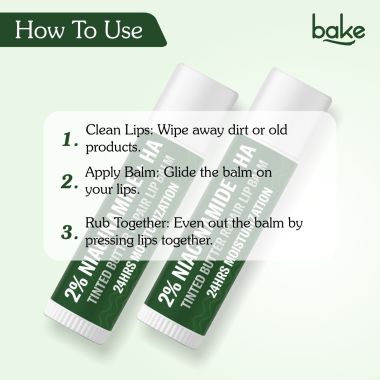 Bake Cosmetics: 2% Niacinamide + Hyaluronic Acid Tinted Butter Brightening Lip Balm 24 Hour Moisturization For Dark, Pigmented, Dry, Flaky Lips 