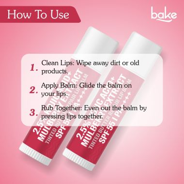 Bake Cosmetics: 2.5% Kojic Acid Mulberry Extract Tinted Butter Brightening Lip Balm SPF 55 PA++++ 24 Hour Moisturization For Dark, Pigmented, Dry & Flaky Lips