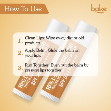 Bake Cosmetics: 10% L-Ascorbic Acid Tinted Butter Brightening Lip Balm SPF 55 PA++++ with Hyaluronic Acid 24 Hour Moisturization For Dark, Pigmented, Dry & Chapped Lips