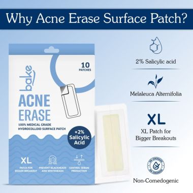 Bake Cosmetics: 2% Salicylic Acid Hydrocolloid Acne Patch XL Pimple Patch for Blackheads & Acne-10 Strips